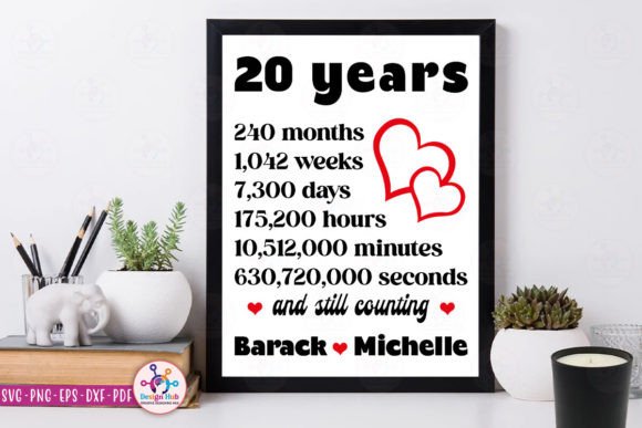 20th Wedding Anniversary SVG