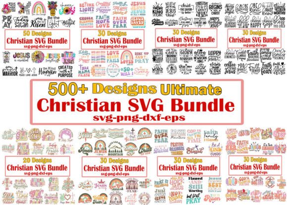 500 Ultimate Christian Retro SVG Bundle Graphics for T-Shirt Designs
