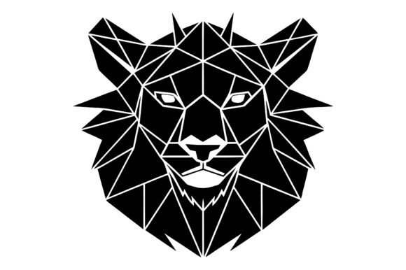 Abstract Geometric Tiger Head Icon Graphics for Print Materials Mockups
