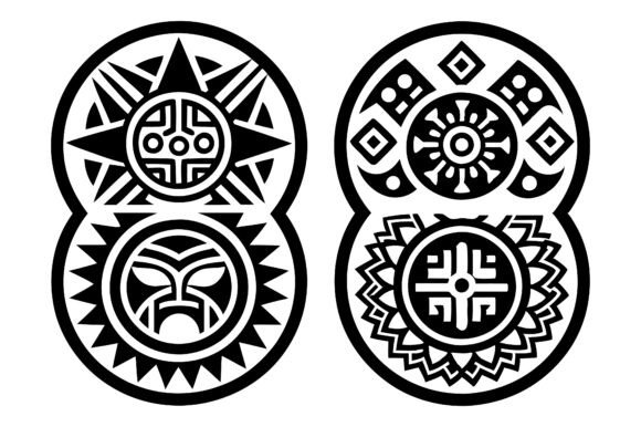Aztec Icon Silhouette Vector Set