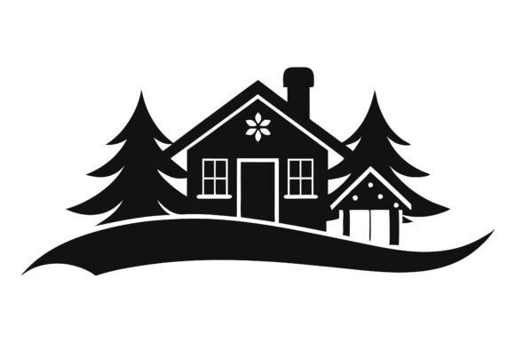 Christmas Home Silhouette Vector Graphics