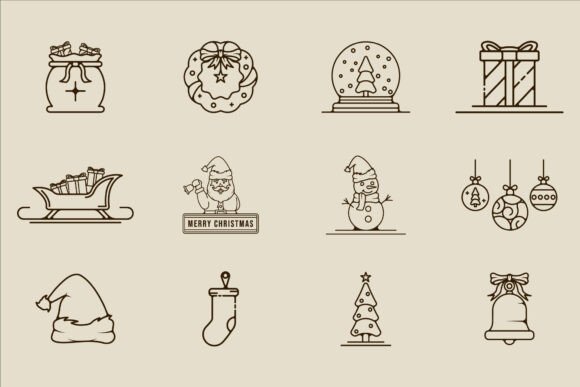 Christmas Icon Line Art Vector Graphics