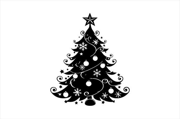 Christmas Tree Icon Silhouette Vector for Graphics and Crafts