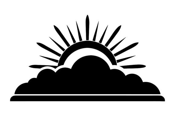 Cloudy Sunrise Silhouette Vector Graphics for Print Materials Mockups