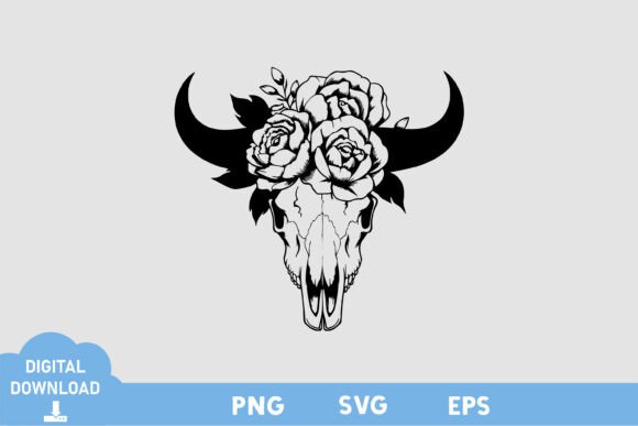 Cow Skull Floral Graphic for Modern Branding