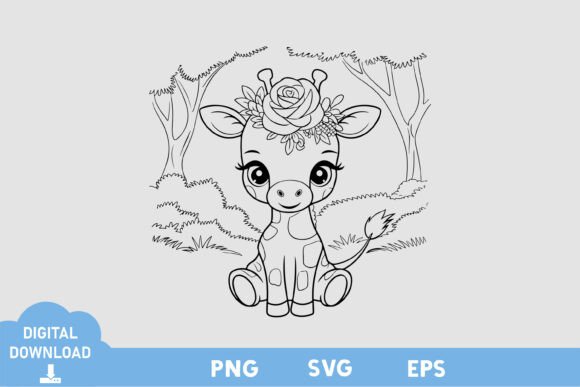 Floral Baby Giraffe Graphics for Modern Branding