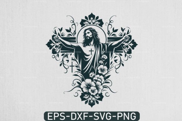 Floral Cross Graphics for Crafts