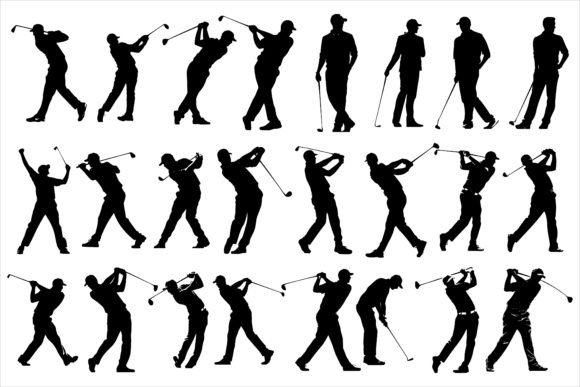 Golfer Player Silhouette Vector Graphics for Crafts