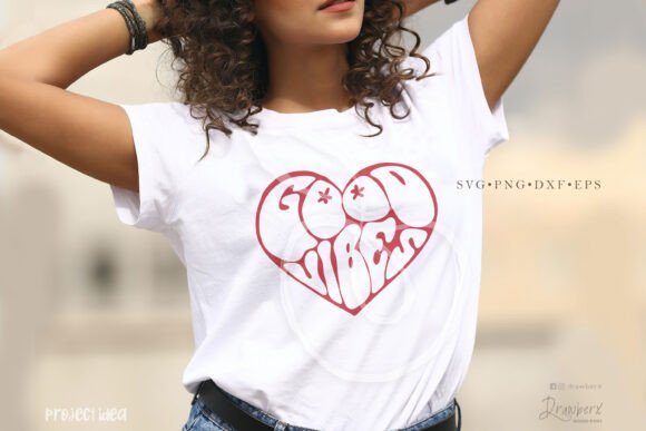 Good Vibes Heart Graphic for T-Shirt Designs