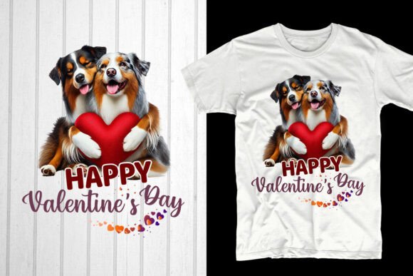 Happy Valentine’s Day Aussie Dog Couple Graphics for T-Shirt Designs