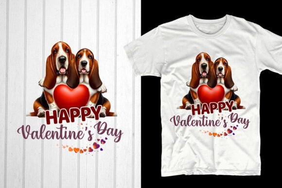 Happy Valentine’s Day Basset Hound Dog Graphics for T-Shirt Designs