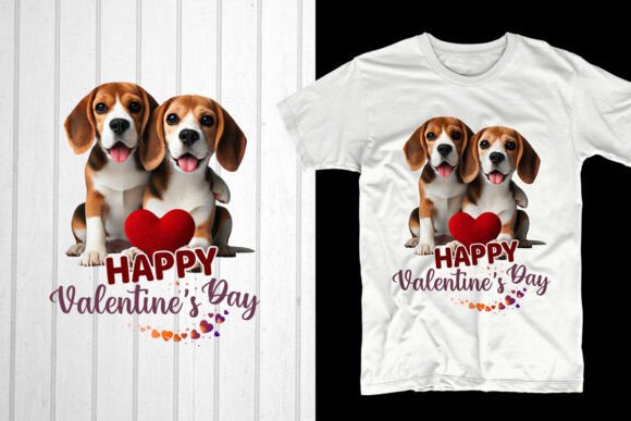 Happy Valentine’s Day Beagle Dog Couple Graphics for T-Shirt Designs