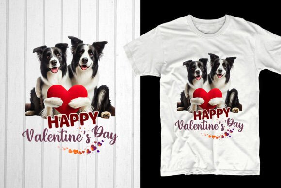 Happy Valentine’s Day Border Collie Dog Graphics for T-Shirt Designs