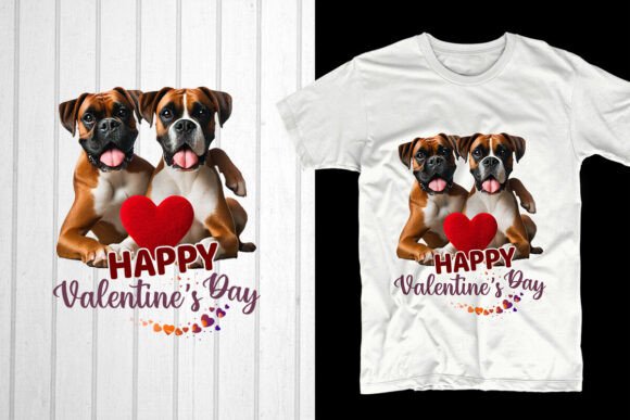 Happy Valentine’s Day Boxer Dog Couple Graphics for T-Shirt Designs