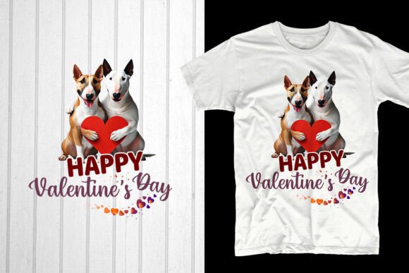 Happy Valentine’s Day Bull Terrier Dog Graphics for T-Shirt Designs