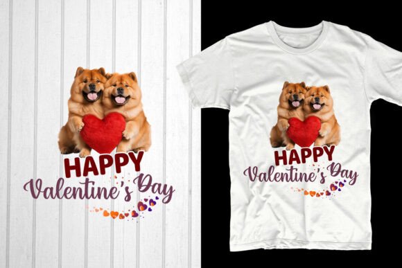 Happy Valentine’s Day. Chow Chow Couple Graphics for T-Shirt Designs