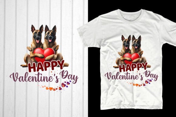 Happy Valentine’s Day Malinois Couple Graphics for T-Shirt Designs