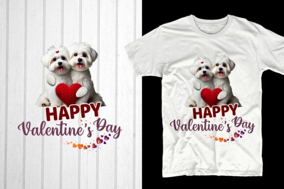 Happy Valentine’s Day Maltese Couple Graphics for T-Shirt Designs