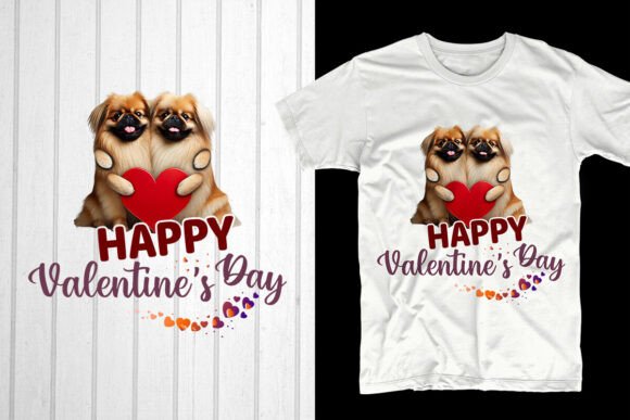 Happy Valentine’s Day Pekingese Couple Graphics for T-Shirt Designs
