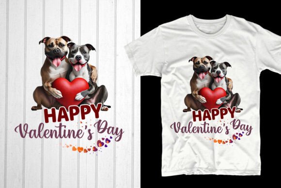 Happy Valentine’s Day Pitbull Couple Graphics for T-Shirt Designs