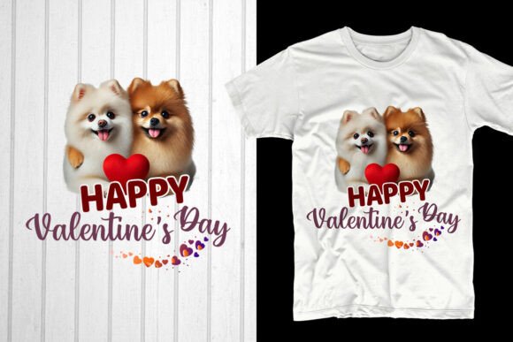Happy Valentine’s Day Pomeranian Couple Graphics for T-Shirt Designs