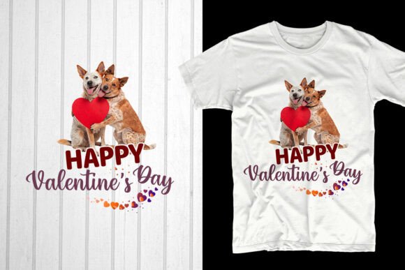 Happy Valentine’s Day Red Heeler Couple Graphics for T-Shirt Designs
