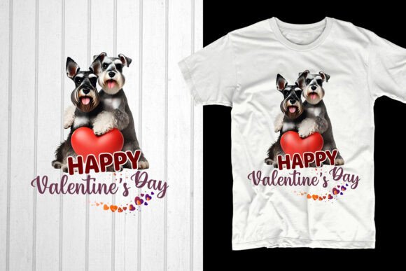 Happy Valentine’s Day Schnauzer Couple Graphics for T-Shirt Designs