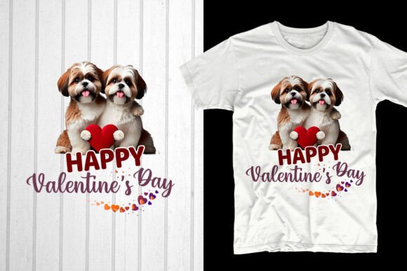 Happy Valentine’s Day Shih Tzu Couple Graphics for T-Shirt Designs