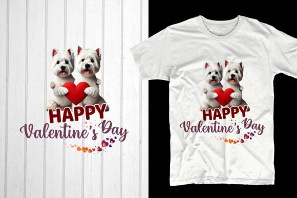 Happy Valentine’s Day Westie Dog Couple Graphics for T-Shirt Designs