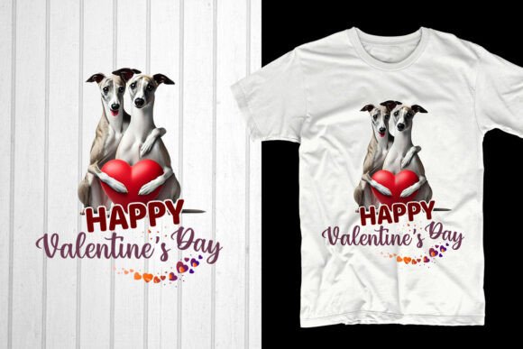 Happy Valentine’s Day. Whippet Couple Graphics for T-Shirt Designs
