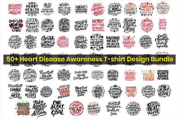 Heart Disease Awareness T-Shirt Bundle Graphics