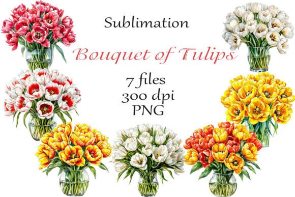 Sublimation Bouquet of Tulips PNG