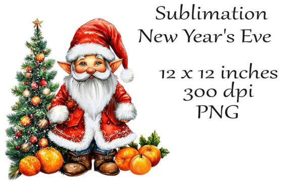 Sublimation New Year Gnome PNG