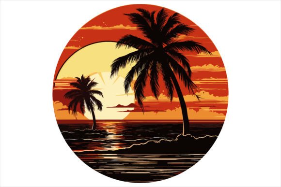Sunset Beach Graphics for Creative Design