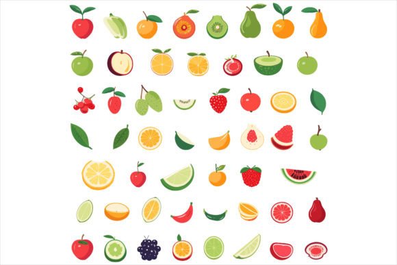 Vegetable Food and Fruits Vector Graphics
